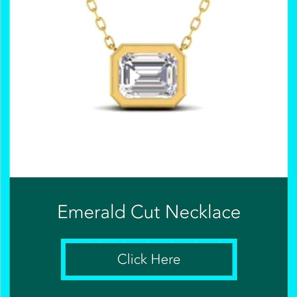 Bezel set 14k yellow gold 1 carat lab Diamond necklace.